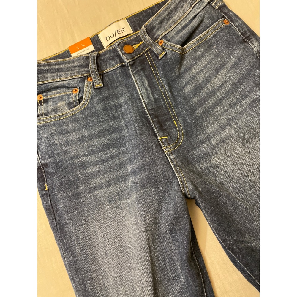 Duer Womens 26/32 Denim‎ High Rise Bell Bottom Flare Jeans Blue Medium Wash NWT